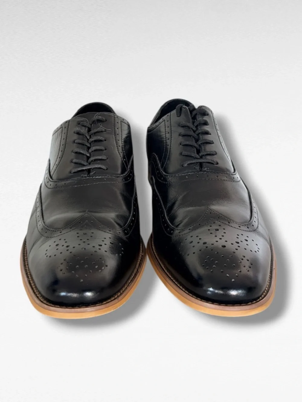 Stacy Adams Wingtip Oxford Dress Shoes Black Leather Brogue Men’s 11M 25084